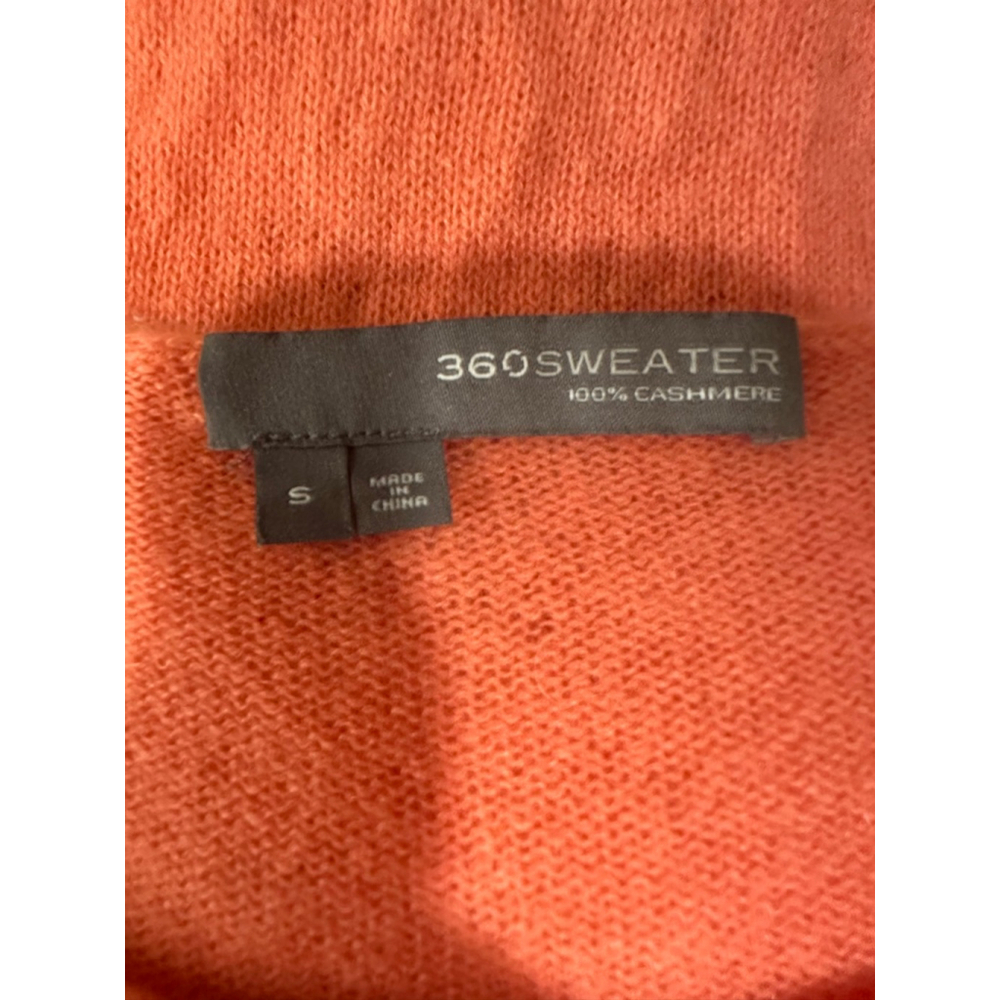 360 Cashmere Sweater, Small 100% Cashmere Coral Pink Boat Neck Exposed Seam - Picture 6 of 7